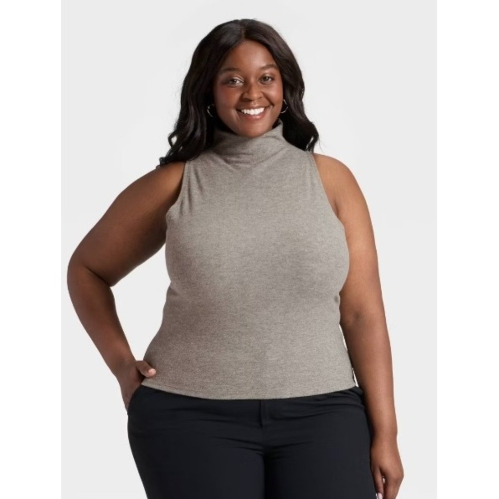 A New Day‎ Gray Sleeveless Turtleneck Mock Neck Knit Top XXL NEW